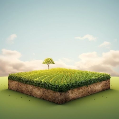 agriculture field green farm landscape premium ai generated image